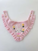 Dog Bandana - Cotton Tail Knit features a bunny design with ruffles and flowers, perfect for stylish pups.