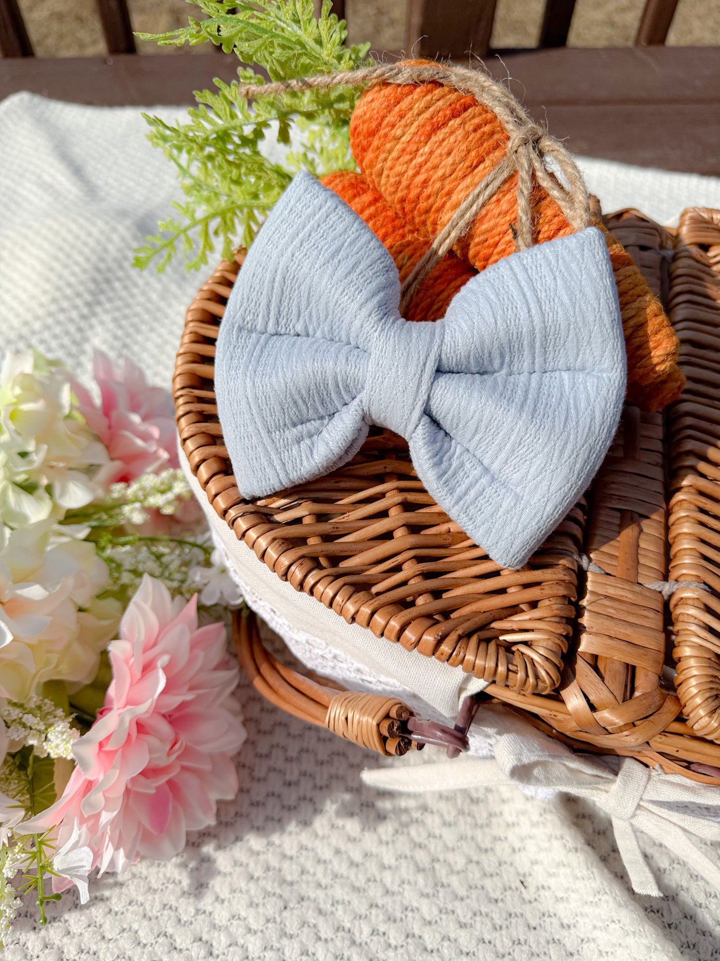 Blue Knit Bow Tie