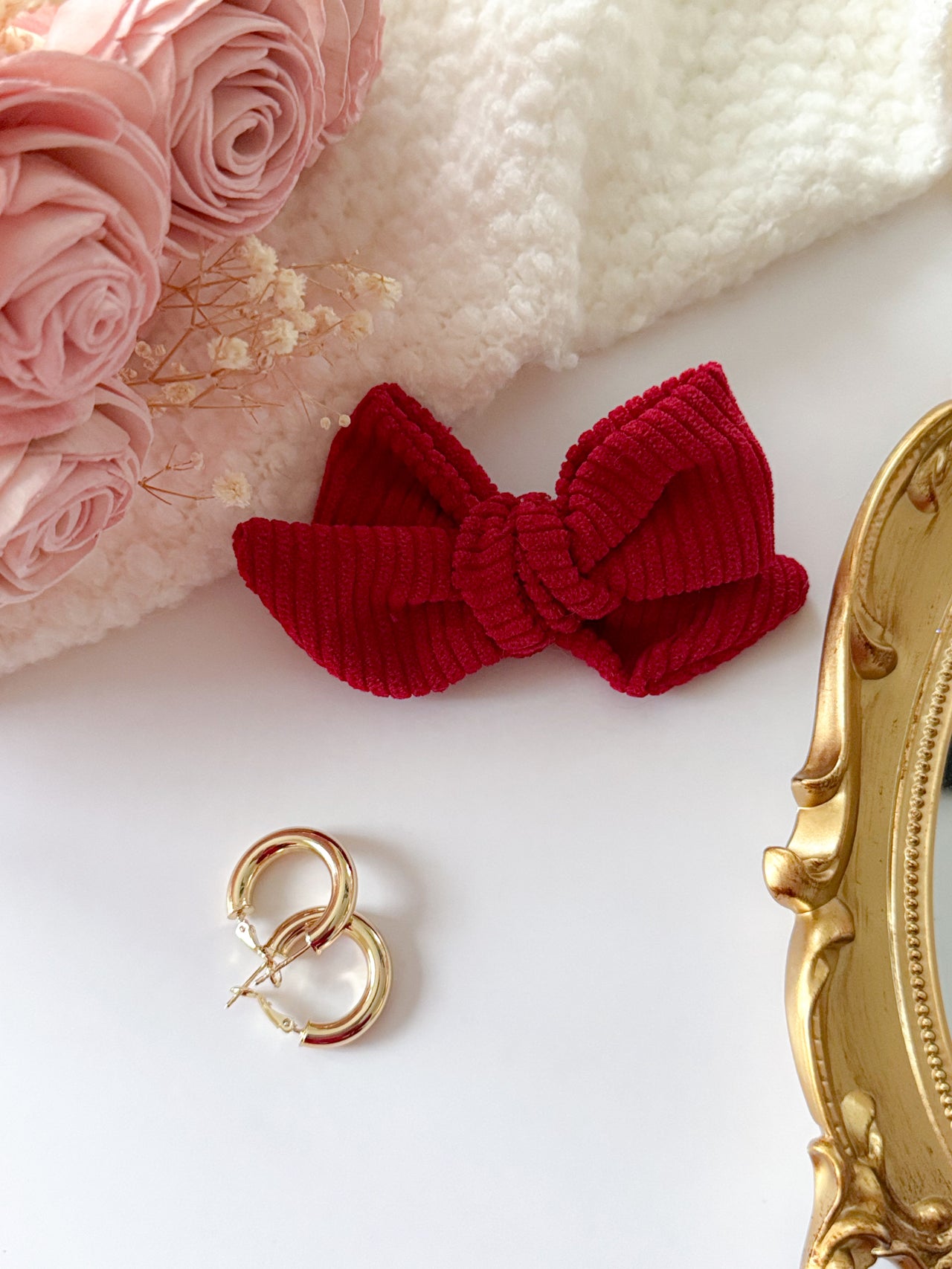 Red Corduroy Hair Bow