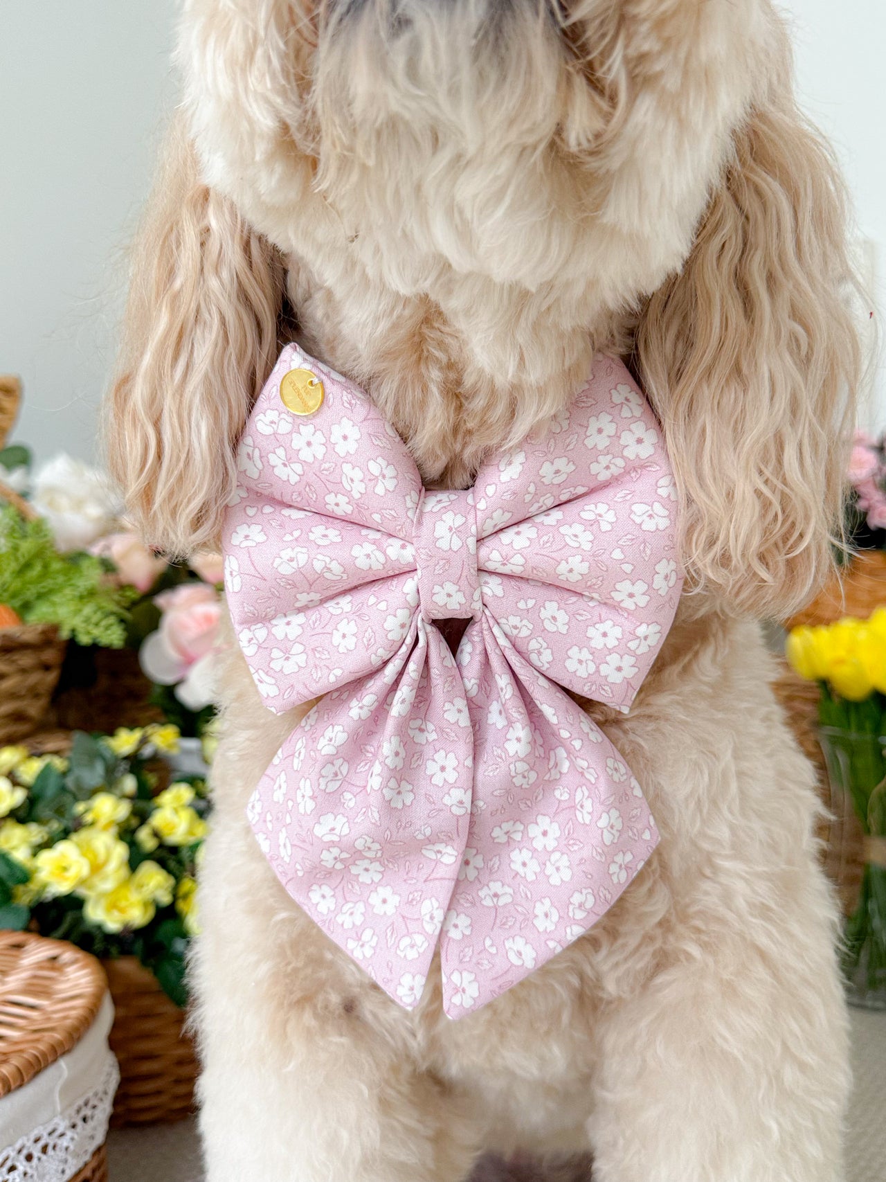 Pink Flowers Sailor Bow