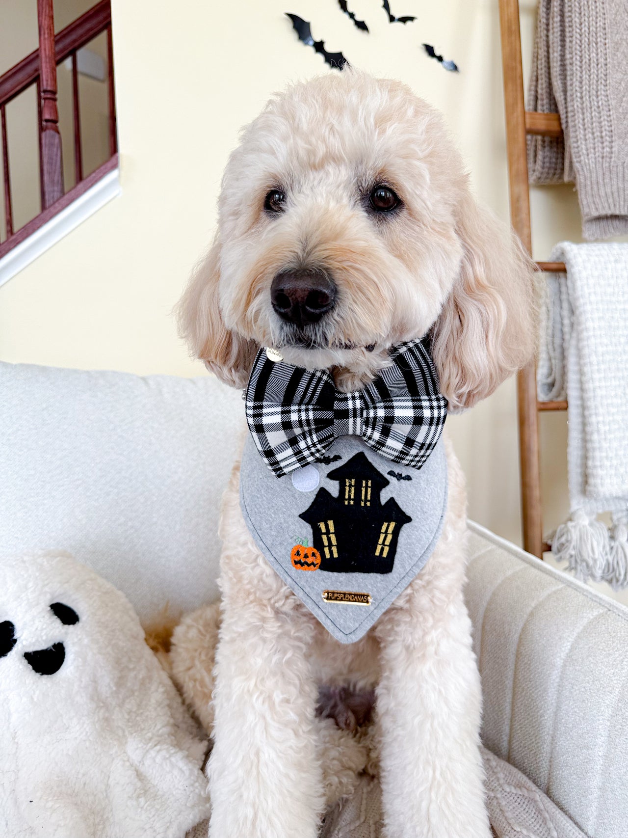 Black and Grey Plaid Bow Tie