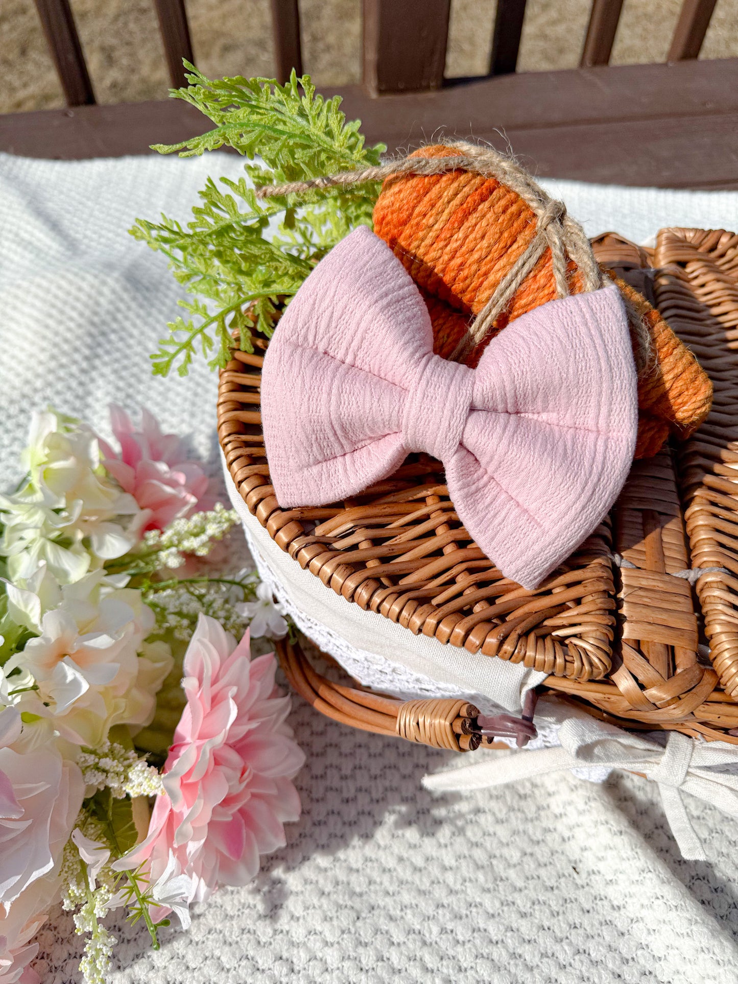 Pink Knit Bow Tie