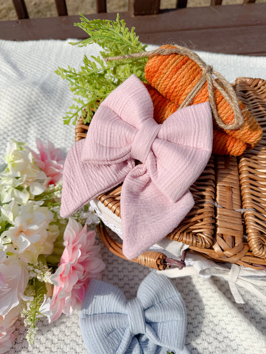 Pink Knit Sailor Bow