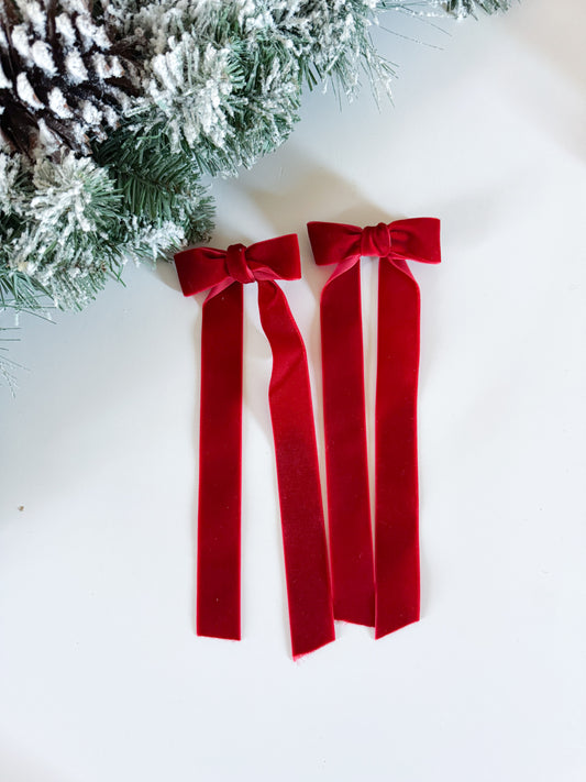 Christmas Velvet Hair Bows (Set of 2)